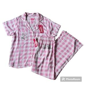 NWT Barbie Movie Pink Gingham Pajama Set / Size S-M